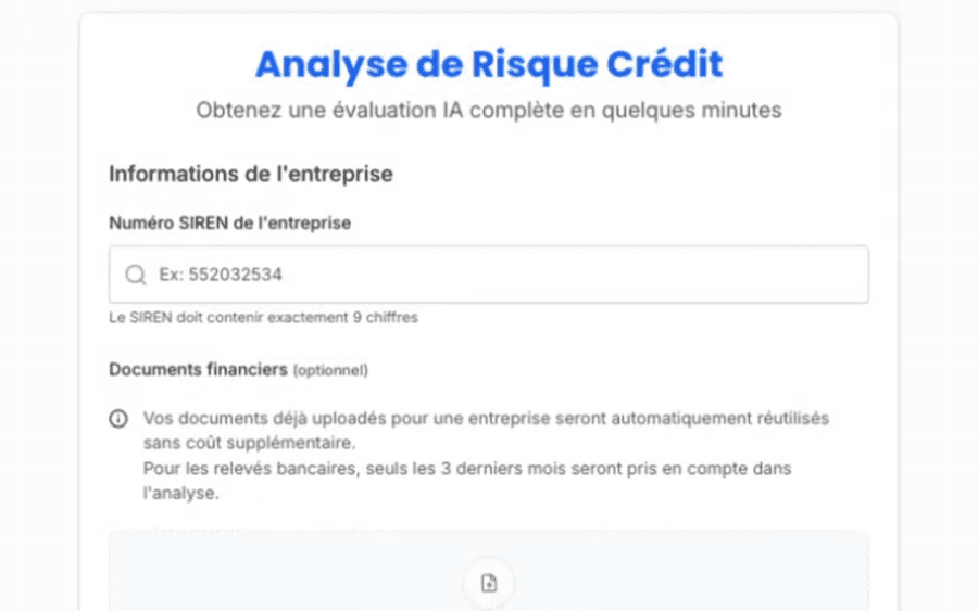 Saisie du SIREN dans RocketFin